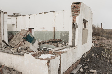 Fototapeta premium abandoned building destroyed a military base