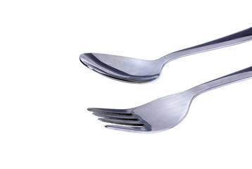 Fork and spoon isolated on white background