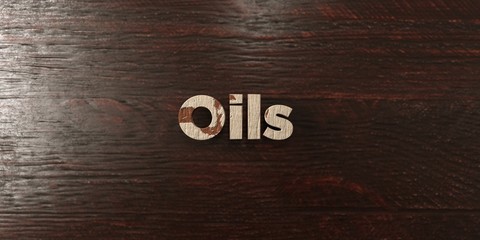 Oils - grungy wooden headline on Maple  - 3D rendered royalty free stock image. This image can be used for an online website banner ad or a print postcard.