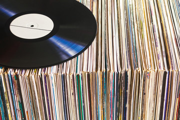 Vinyl record on a collection of albums