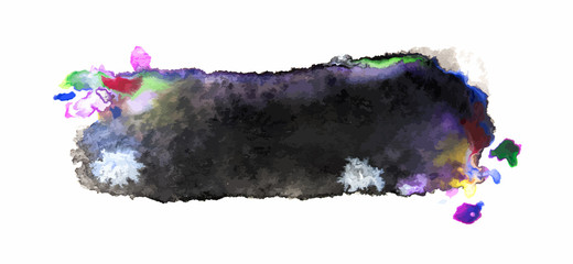 Colorful abstract watercolor  black stain on a white background, hand-painted watercolor stains template. Background for design