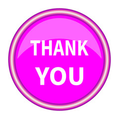 A pink icon with a white inscription Thank you. Vector illustration