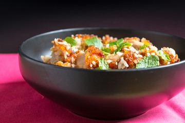 Homemade Chinese fried rice with chicken