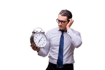 Young businessman in business concept isolated on white