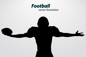 silhouette of a football player. Rugby. American footballer © matrosovv