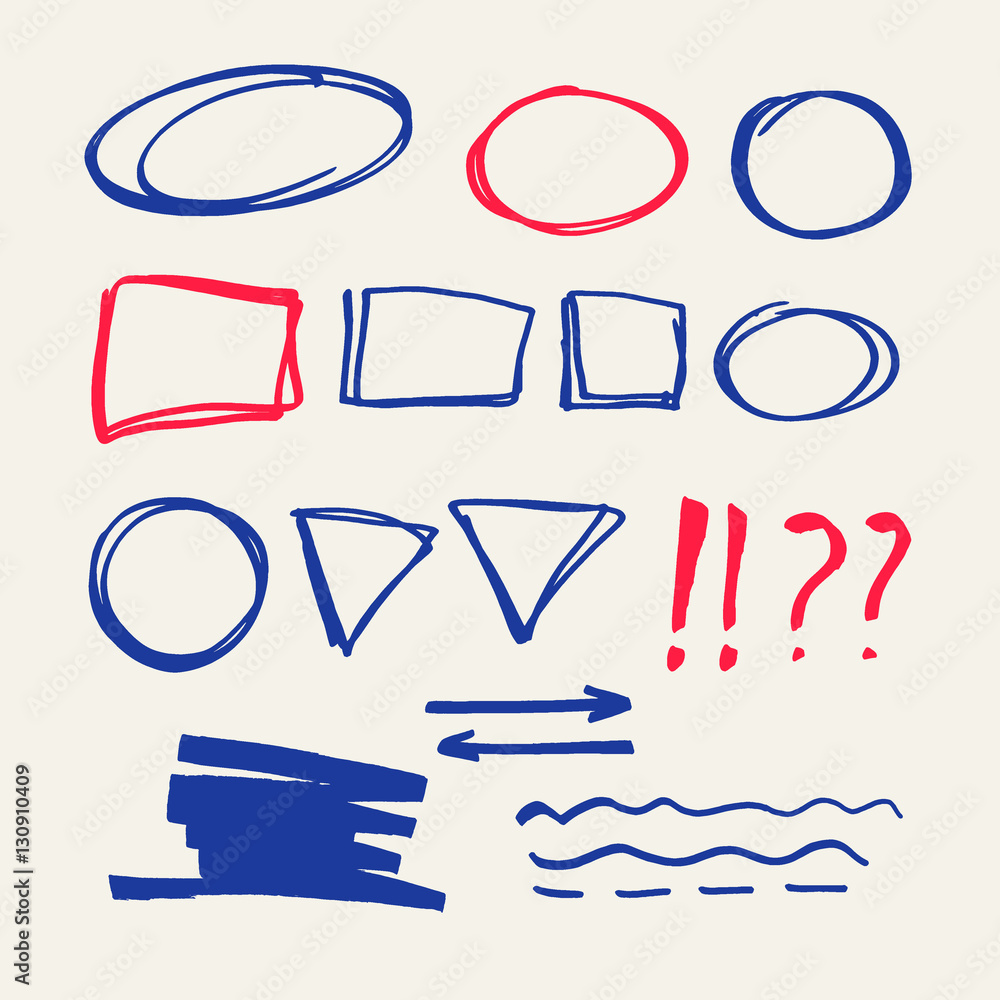 Poster set of vector elements for marker presentations.