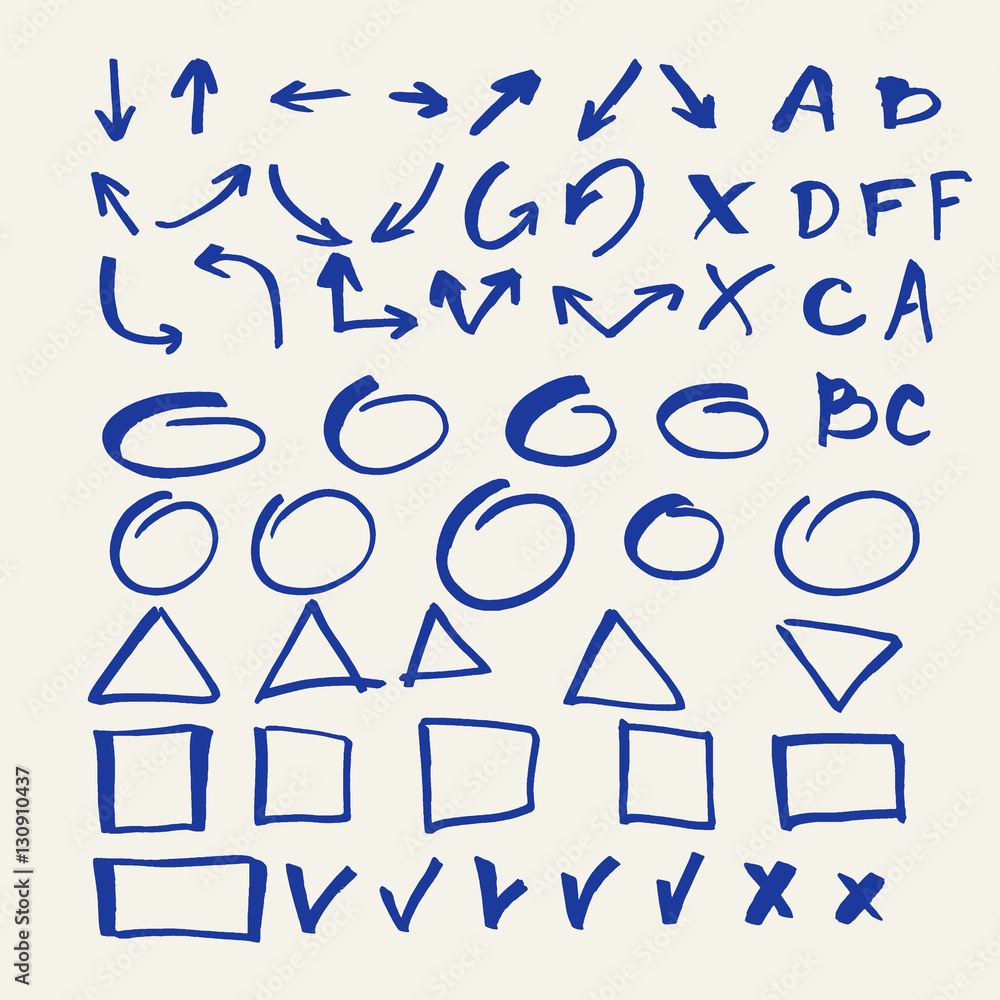 Poster set of vector elements for marker presentations.