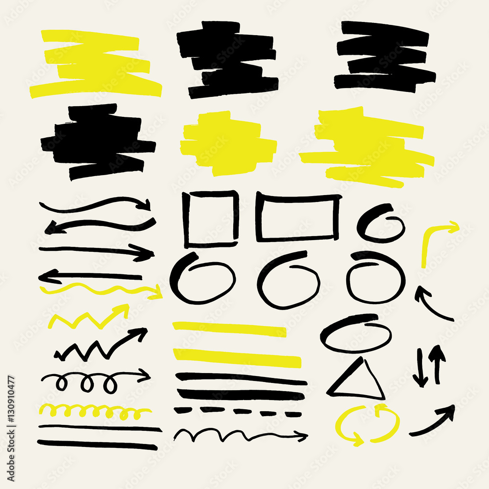 Poster set of vector elements for marker presentations.