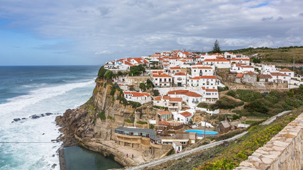 Fototapeta na wymiar Azenhas do Mar, a beautiful coastal town in the municipality of Sintra, Portugal.