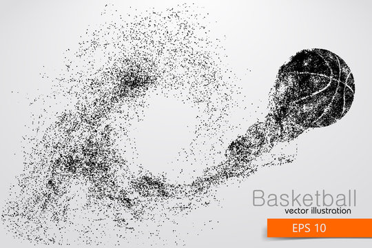 Silhouette of a basketball ball from particles.