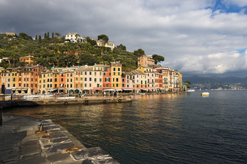 Fototapeta na wymiar Portofino village with the port and colorful houses. Genova, Liguria, Italy