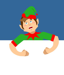 Santa Elf and Blank Space. Place for text. Xmas template design.