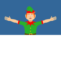 Santa Elf and Blank Space. Place for text. Xmas template design.