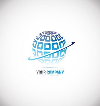 Sphere globe 3d blue logo icon design