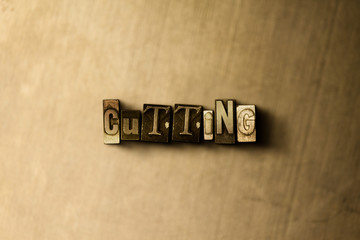 Obraz premium CUTTING - close-up of grungy vintage typeset word on metal backdrop. Royalty free stock - 3D rendered stock image. Can be used for online banner ads and direct mail.