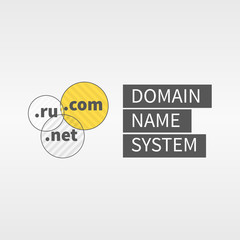 Domain name services web logo and icon. Text to the right.