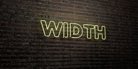WIDTH -Realistic Neon Sign on Brick Wall background - 3D rendered royalty free stock image. Can be used for online banner ads and direct mailers..