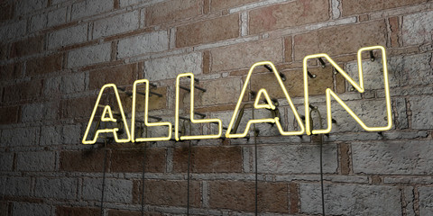 ALLAN - Glowing Neon Sign on stonework wall - 3D rendered royalty free stock illustration.  Can be used for online banner ads and direct mailers.. © Chris Titze Imaging