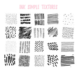 Set of hand-drawn stylish strokes. Vector collection of painted ink textures.