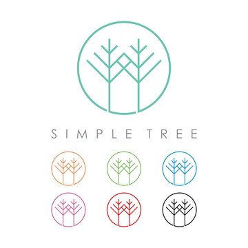 Simple Logo of a Tree Circle Outline Design Vector