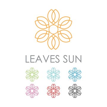Leaves Sun Outline Design Logo Vector