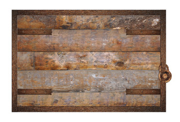 Wooden panel with forgings.
