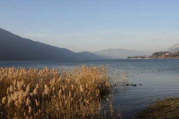 Bourget lake and mountains