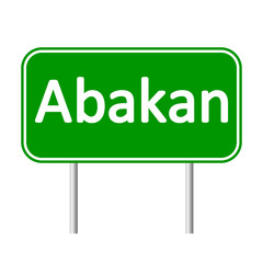 Abakan road sign isolated on white background.