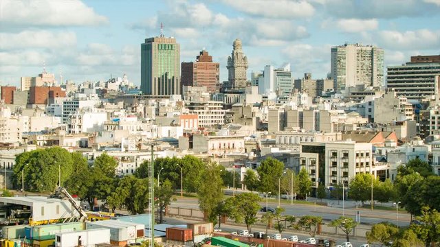 Montevideo Uruguay Wide Panning Establishing Shot Over the South American City