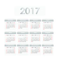 The calendar for 2017 on white background with grey blocks