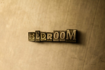 BEDROOM - close-up of grungy vintage typeset word on metal backdrop. Royalty free stock - 3D rendered stock image.  Can be used for online banner ads and direct mail.