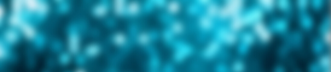 Glitter sparkling abstract blue bokeh defocused background. The white snow against the blue sky, border design panoramic banner 
