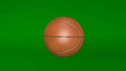 Basketball, spinning ball, sports equipment isolated on green background - Powered by Adobe