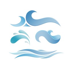 Obraz premium Set of Blue Sea Waves