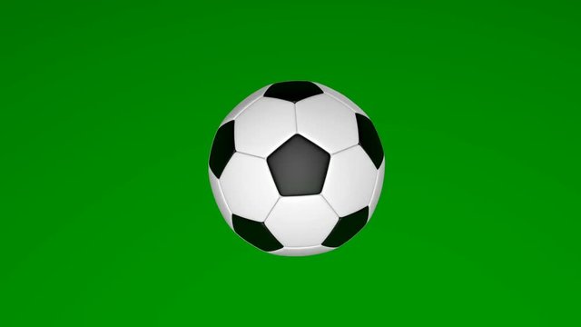 Football spinning, soccer ball, sports equipment isolated on green background