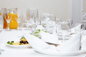 Cutlery  served on a festive table in restaurant