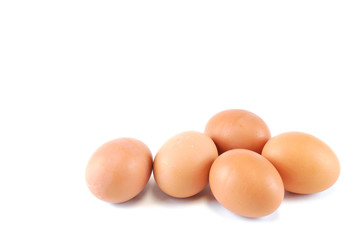 fresh chicken eggs isolated on white background