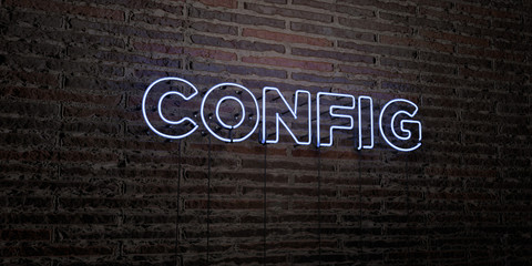 CONFIG -Realistic Neon Sign on Brick Wall background - 3D rendered royalty free stock image. Can be used for online banner ads and direct mailers..