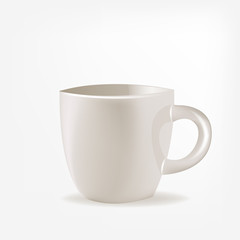 Blank white cup for coffee, isolated on white. Vector illustration