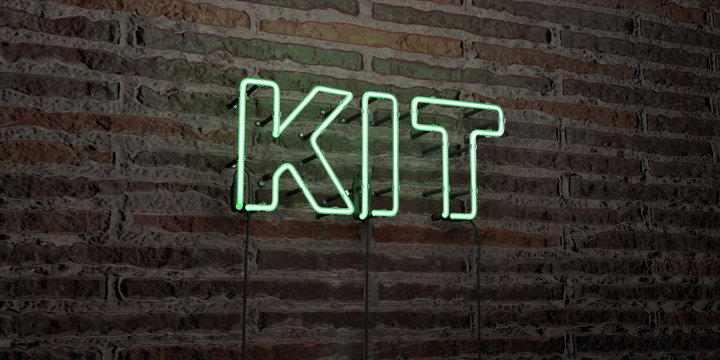 KIT -Realistic Neon Sign on Brick Wall background - 3D rendered royalty free stock image. Can be used for online banner ads and direct mailers..
