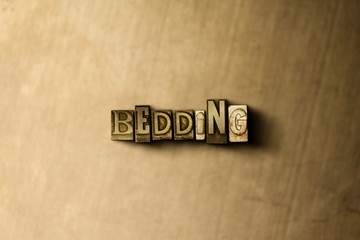 BEDDING - close-up of grungy vintage typeset word on metal backdrop. Royalty free stock - 3D rendered stock image.  Can be used for online banner ads and direct mail.
