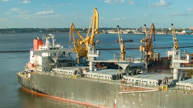 Big Generic Energy Freight Cargo Ship Docked in Montevideo Uruguay at the South American Port