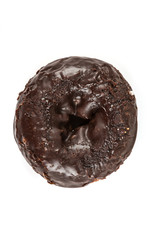 Chocolate frosted cake donuts isolated on a white background