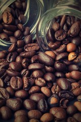 strewn grains of coffee