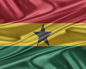 Ghana flag with a glossy silk texture.
