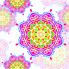 mandala rainbow white seamless