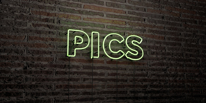 PICS -Realistic Neon Sign on Brick Wall background - 3D rendered royalty free stock image. Can be used for online banner ads and direct mailers..