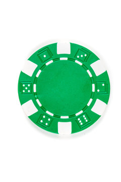 Green poker chip isolated on a white background