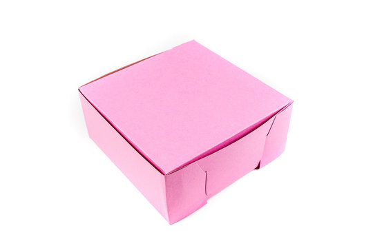 Pink Donut Box Isolated On A White Background