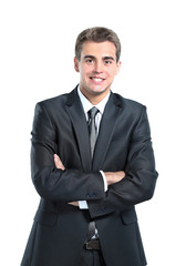 Smiling business man. Isolated over white background